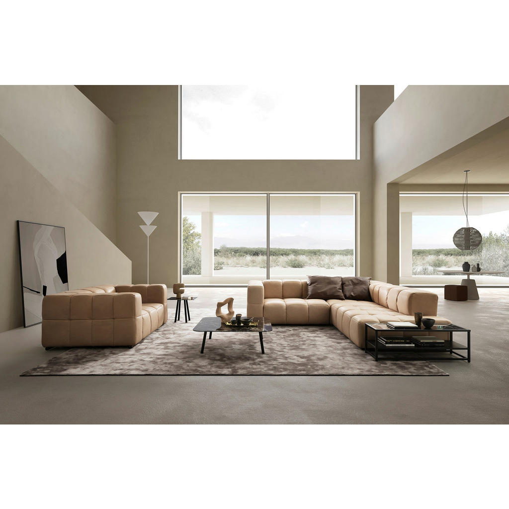 Thumbnail - Emilio Belluti Ecksofa, Hellbraun, Leder, Echtleder, Semi-Anilinleder, Ottomane rechts, L-Form, 255x244 cm, Made in EU, ...