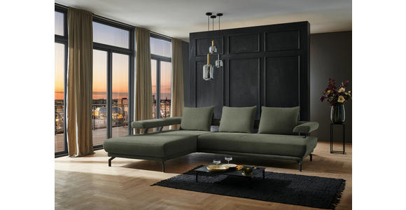 ECKSOFA in Chenille Olivgrün 224/305 cm - Schwarz/Olivgrün, Design, Textil/Metall (224/305cm) - Dieter Knoll
