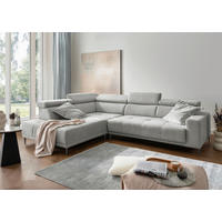 ECKSOFA INTERA in Struktur Grau  225/305 cm  - Schwarz/Grau, KONVENTIONELL, Textil/Metall (225/305cm) - Livetastic