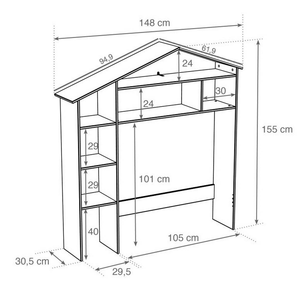 ÜBERBAUREGAL - Weiß, Design, Holz/Holzwerkstoff (148/155/31cm) - Livetastic