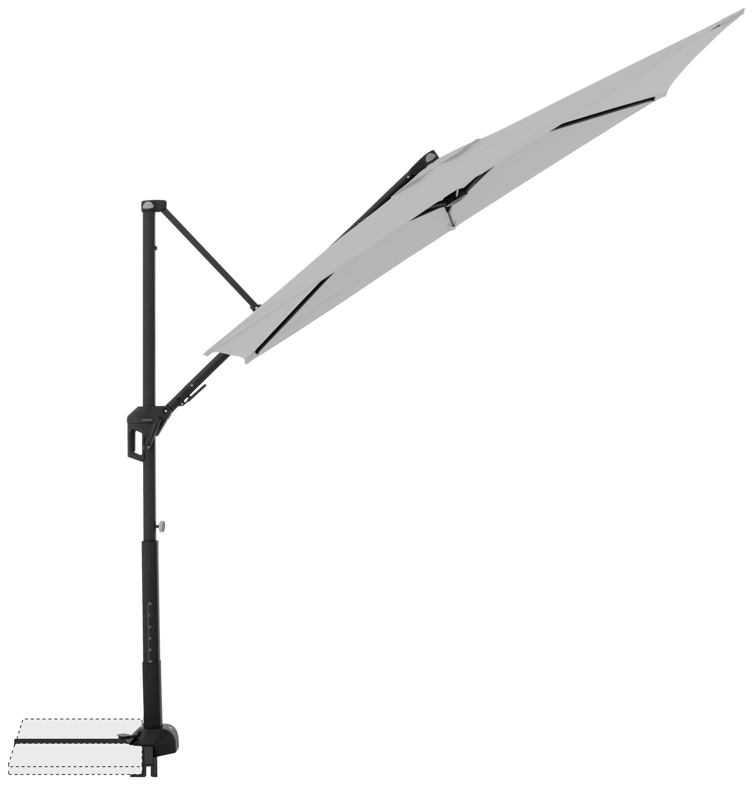 AMPELSCHIRM ca. 240x135 cm  - Hellgrau/Schwarz, Basics, Textil/Metall (240/135cm) - Doppler