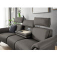 TRAPEZSOFA in Mikrofaser Schieferfarben  - Schieferfarben/Schwarz, KONVENTIONELL, Textil/Metall (221/103/95cm) - Dieter Knoll