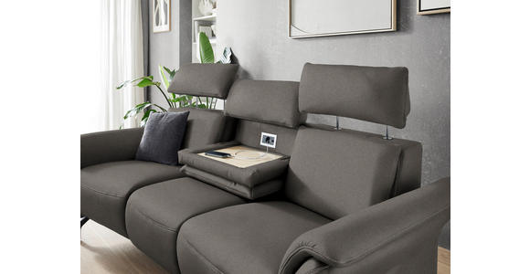 TRAPEZSOFA in Mikrofaser Schieferfarben  - Schieferfarben/Schwarz, KONVENTIONELL, Textil/Metall (221/103/95cm) - Dieter Knoll