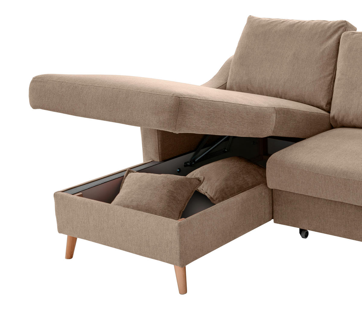 WOHNLANDSCHAFT in Chenille Hellbraun  - Hellbraun/Naturfarben, KONVENTIONELL, Holz/Textil (150/301/200cm) - Livetastic