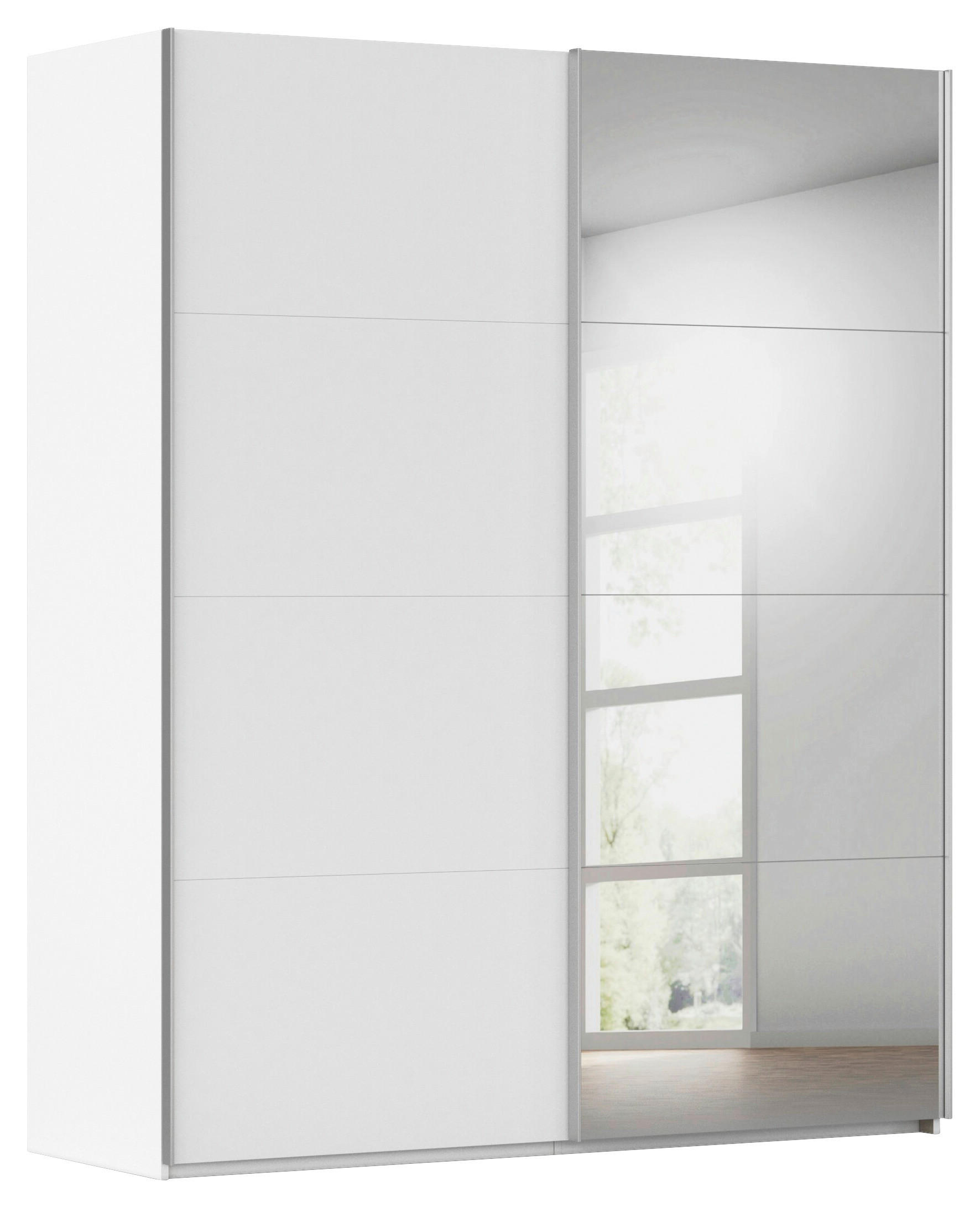 SCHWEBETÜRENSCHRANK 181/223/68 cm 2-türig Weiß  - Alufarben/Weiß, Basics, Glas/Holzwerkstoff (181/223/68cm) - Novel