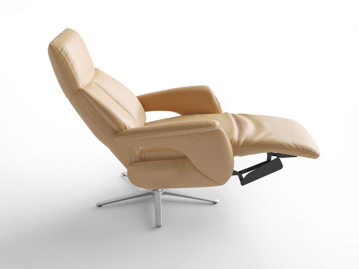 RELAXAČNÍ KŘESLO, kůže, cappuccino - barvy stříbra/cappuccino, Basics, kov/kůže (75/110/85cm) - Sit & More