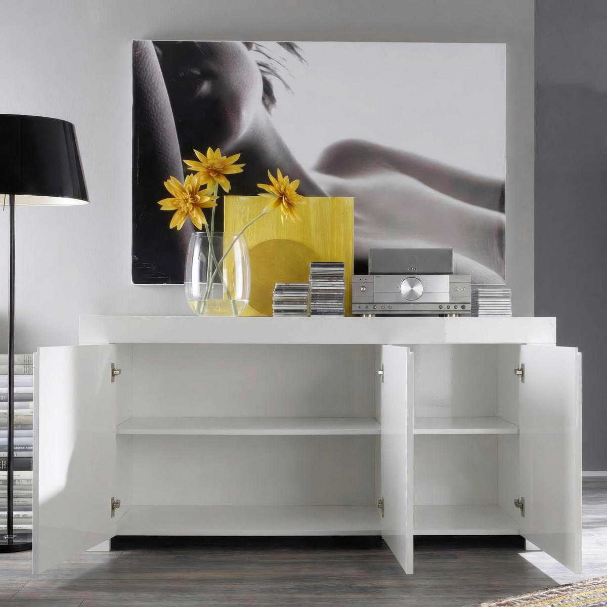SIDEBOARD  160/84/50 cm  - Weiß Hochglanz, Design, Holzwerkstoff/Kunststoff (160/84/50cm) - MID.YOU