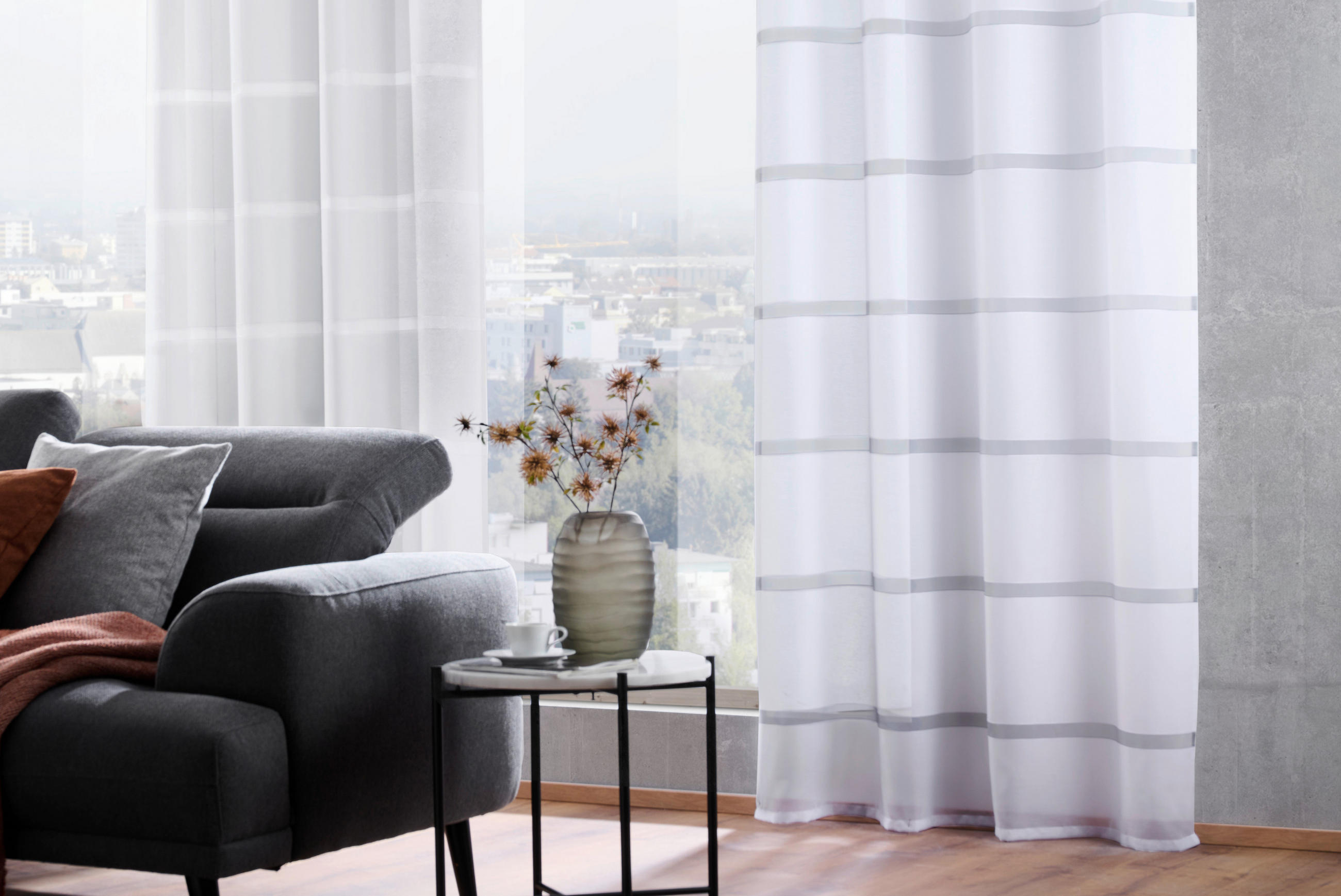 ZÁVES S OČKAMI, polopriehľadné, 140/245 cm - biela, Design, textil (140/245cm) - Esposa