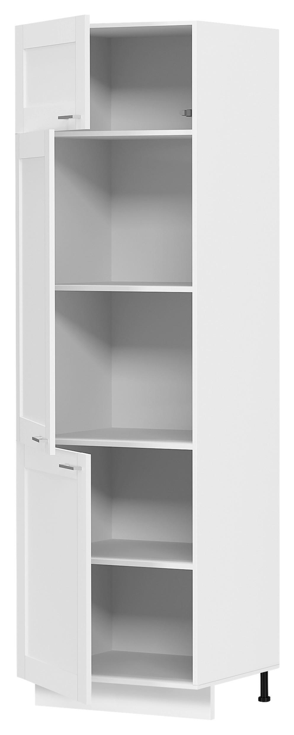 GESCHIRRSCHRANK 60/207/57 cm in Weiss - Weiss/Silberfarben, Trend, Holzwerkstoff/Kunststoff (60/207/57cm) - MID.YOU