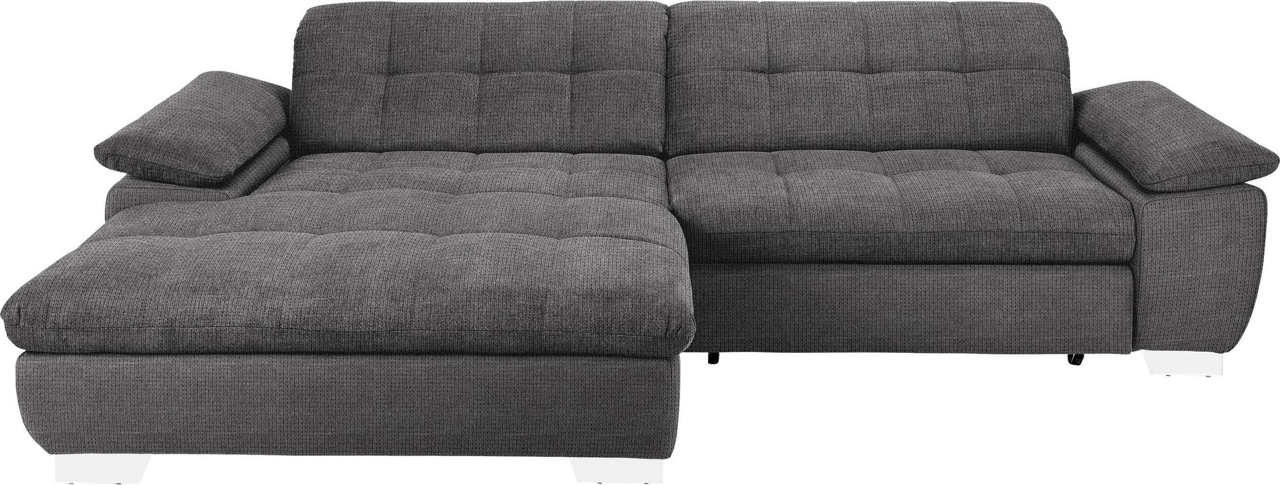ECKSOFA in Mikrofaser Dunkelgrau  - Chromfarben/Dunkelgrau, Design, Textil/Metall (180/265cm) - Carryhome