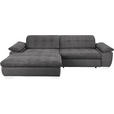 ECKSOFA in Mikrofaser Dunkelgrau  - Chromfarben/Dunkelgrau, Design, Textil/Metall (180/265cm) - Carryhome