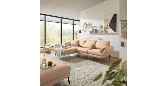 ECKSOFA  in Flachgewebe Lachsfarben  175-224/255-365 cm  - Schwarz/Lachsfarben, Design, Textil/Metall (175-224/255-365cm) - Dieter Knoll