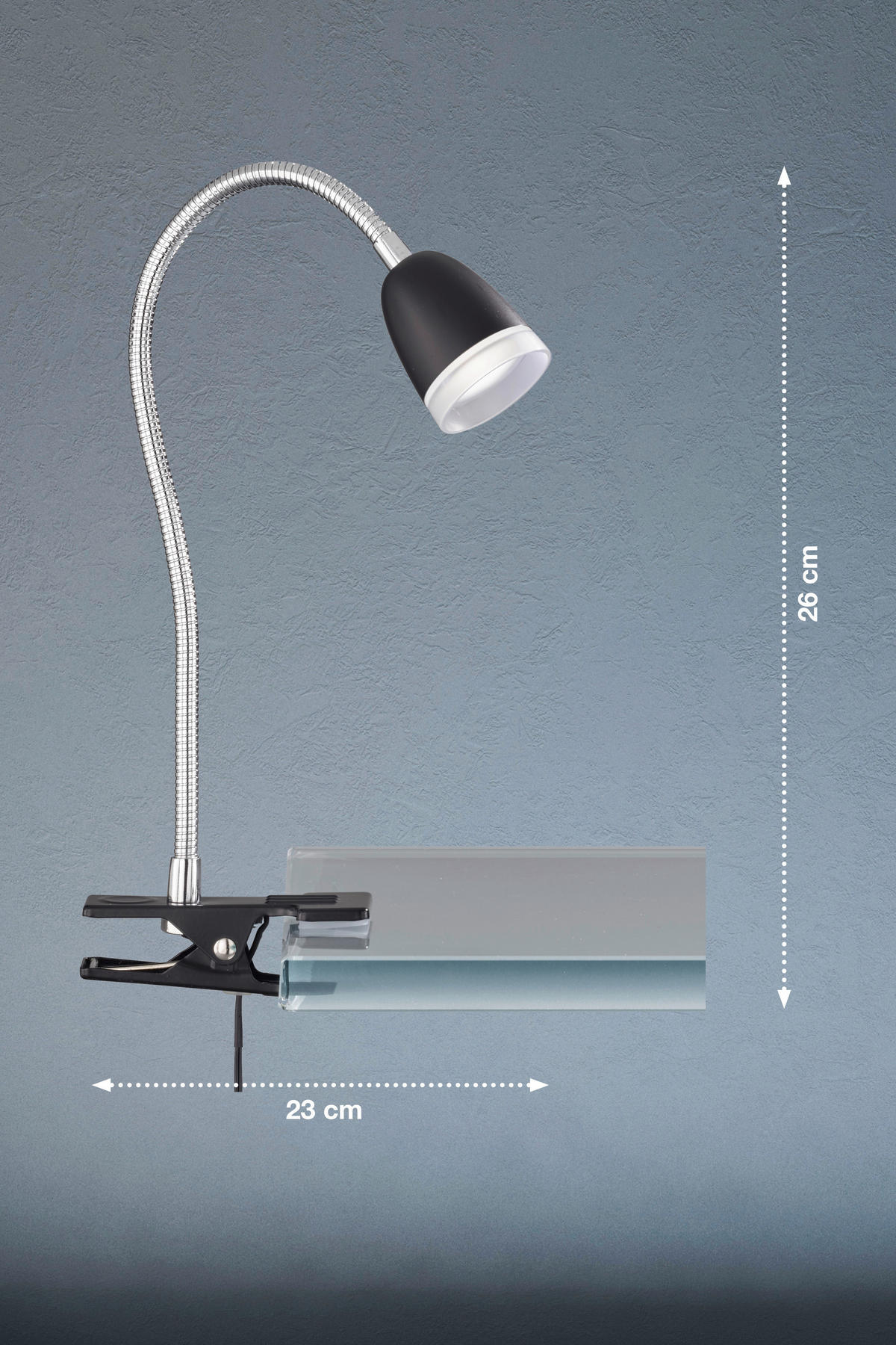LED-KLEMMLEUCHTE Nox 6/26 cm  - Schwarz, KONVENTIONELL, Metall (6/26cm)