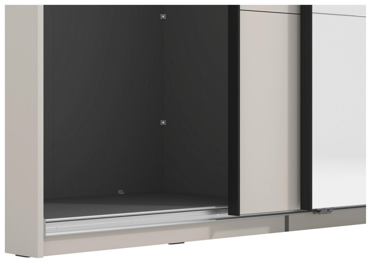 SKRIŇA S POS. DVER. – HOR.VED, kašmírová, 270/217,5/61 cm - čierna/kašmírová, Basics, kov/kompozitné drevo (270/217,5/61cm) - Xora