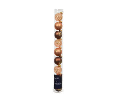 JULGRANSKULOR SET - pärlemor/brun, Klassisk, glas (3,00cm)