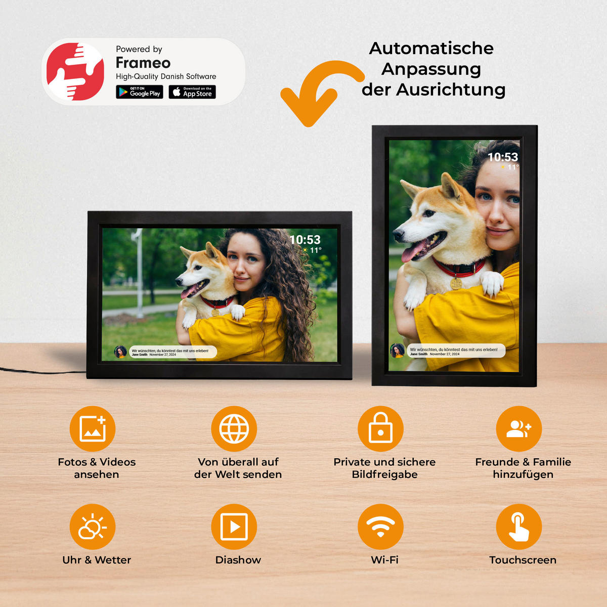 DIGITALER BILDERRAHMEN - Schwarz, Design, Kunststoff (39/24,4/2,7cm) - DENVER