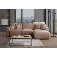 ECKSOFA Cappuccino Lederlook  inkl. Rückenkissen, Bettkasten, Schlaffunktion, Rücken echt, Liegefläche im Originalstoff, Zierkissen  - Chromfarben/Cappuccino, KONVENTIONELL, Kunststoff/Textil (293/195cm) - Carryhome