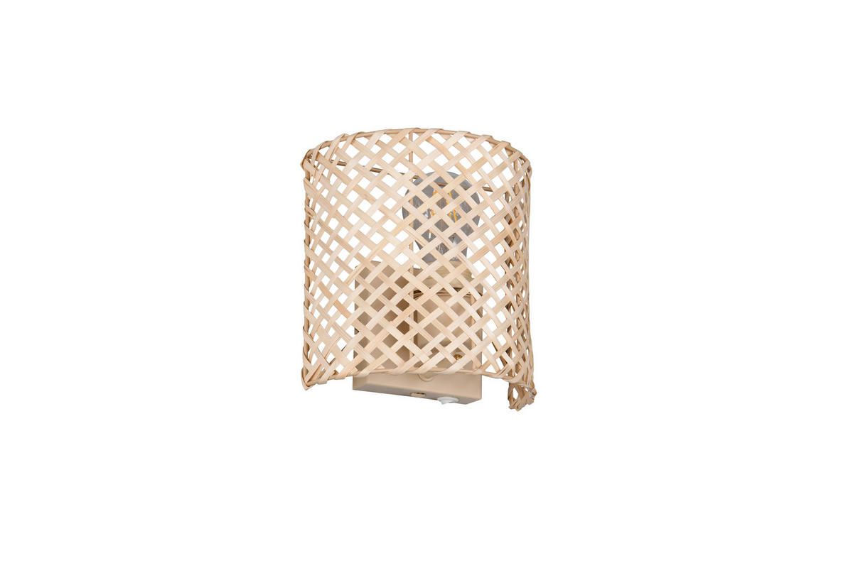 WANDLEUCHTE Bina 19/19/10,5 cm  - Beige/Naturfarben, Natur, Naturmaterialien/Metall (19/19/10,5cm)