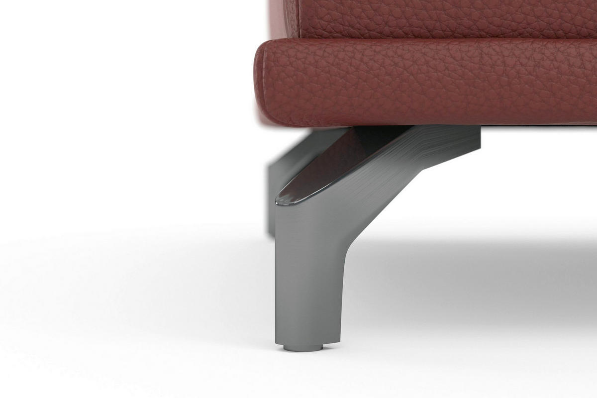 HOCKER COSTELLO E Echtleder Rotbraun  - Rotbraun/Schwarz, Basics, Leder/Metall (133/47/72cm) - Sit & More