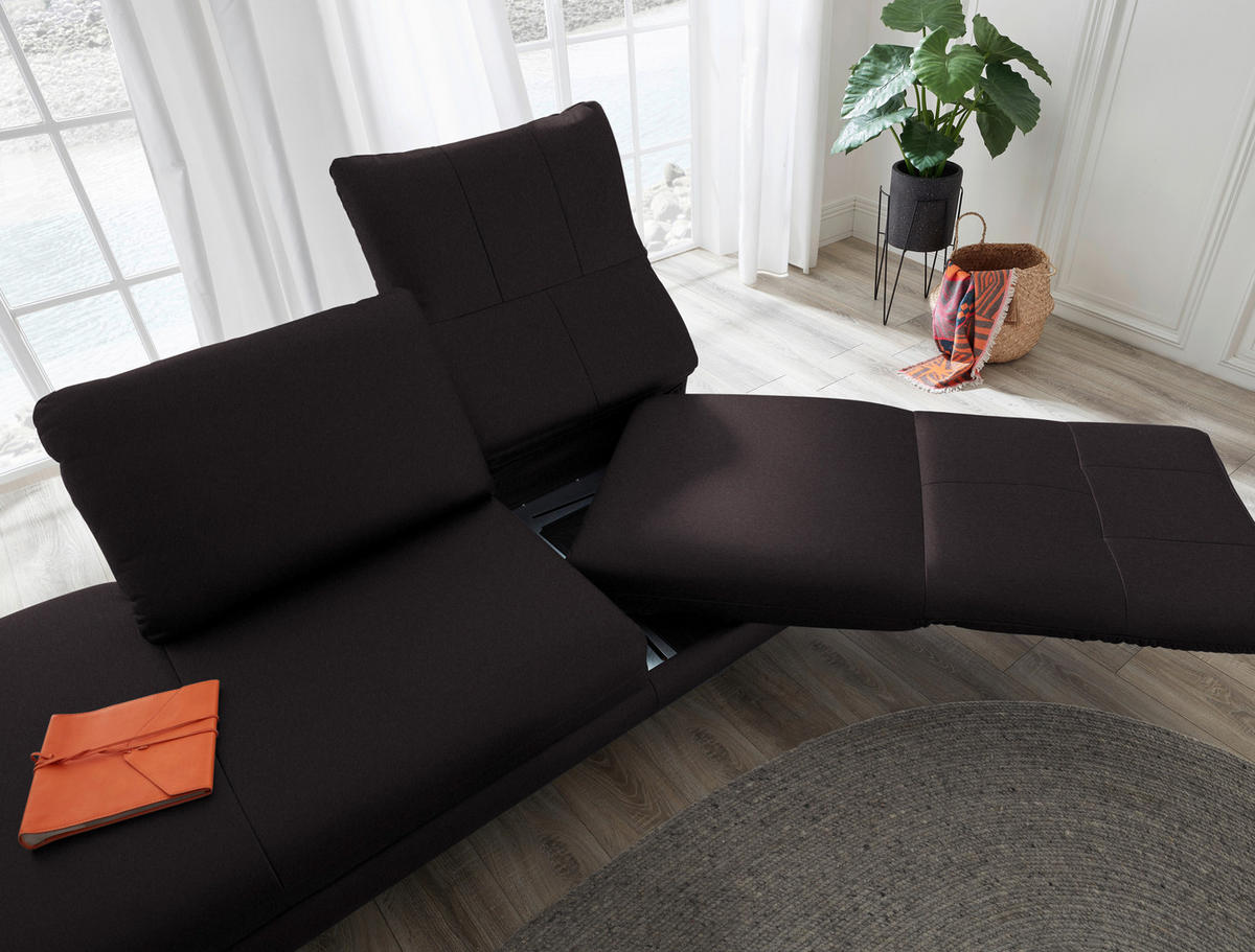 RÉCAMIERE in Echtleder Dunkelbraun  - Chromfarben/Dunkelbraun, Design, Leder/Metall (209/85-109/95-16cm) - Dieter Knoll