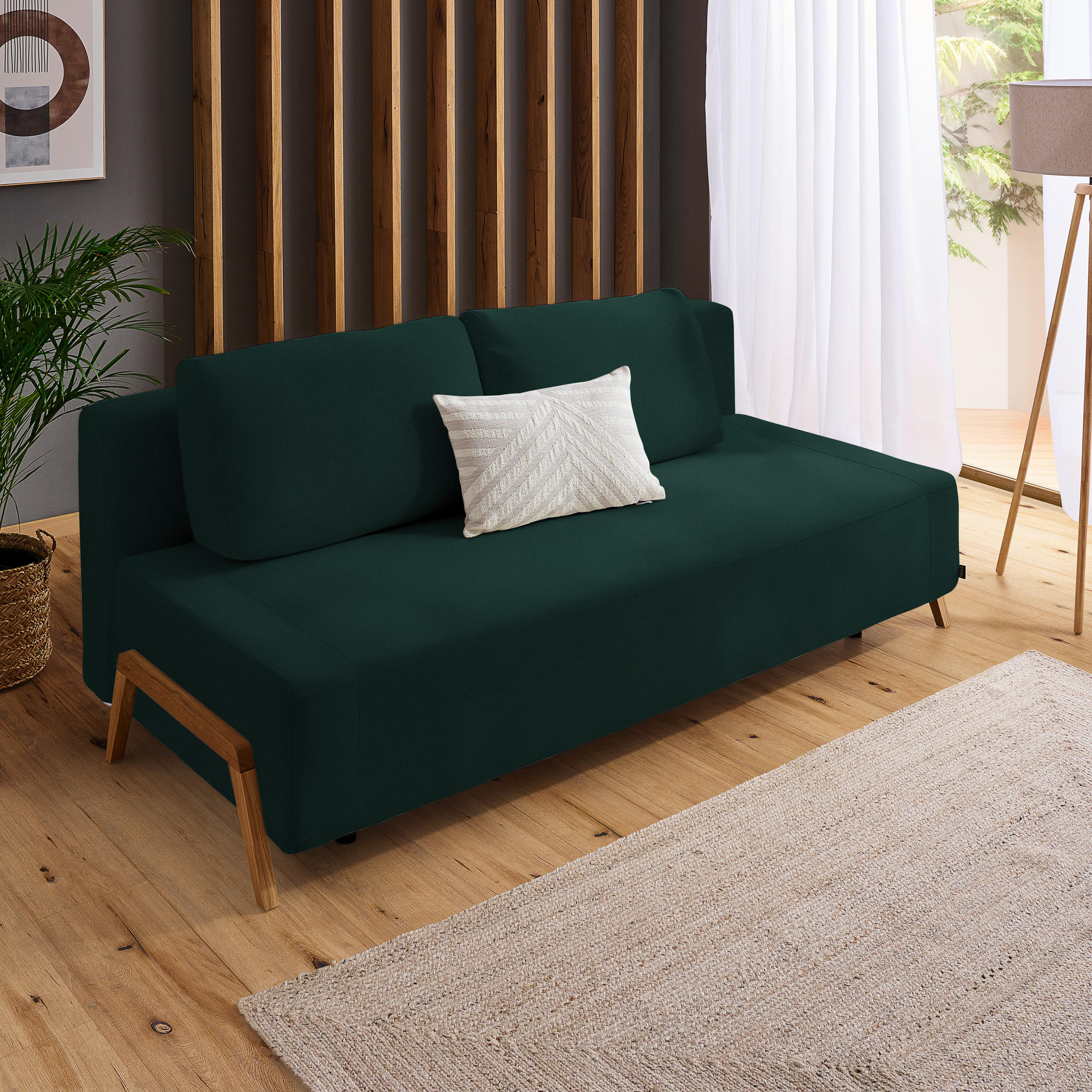 SCHLAFSOFA in Textil Waldgrün  - Waldgrün/Naturfarben, Design, Holz/Textil (211/88/102cm) - Niels Andersson