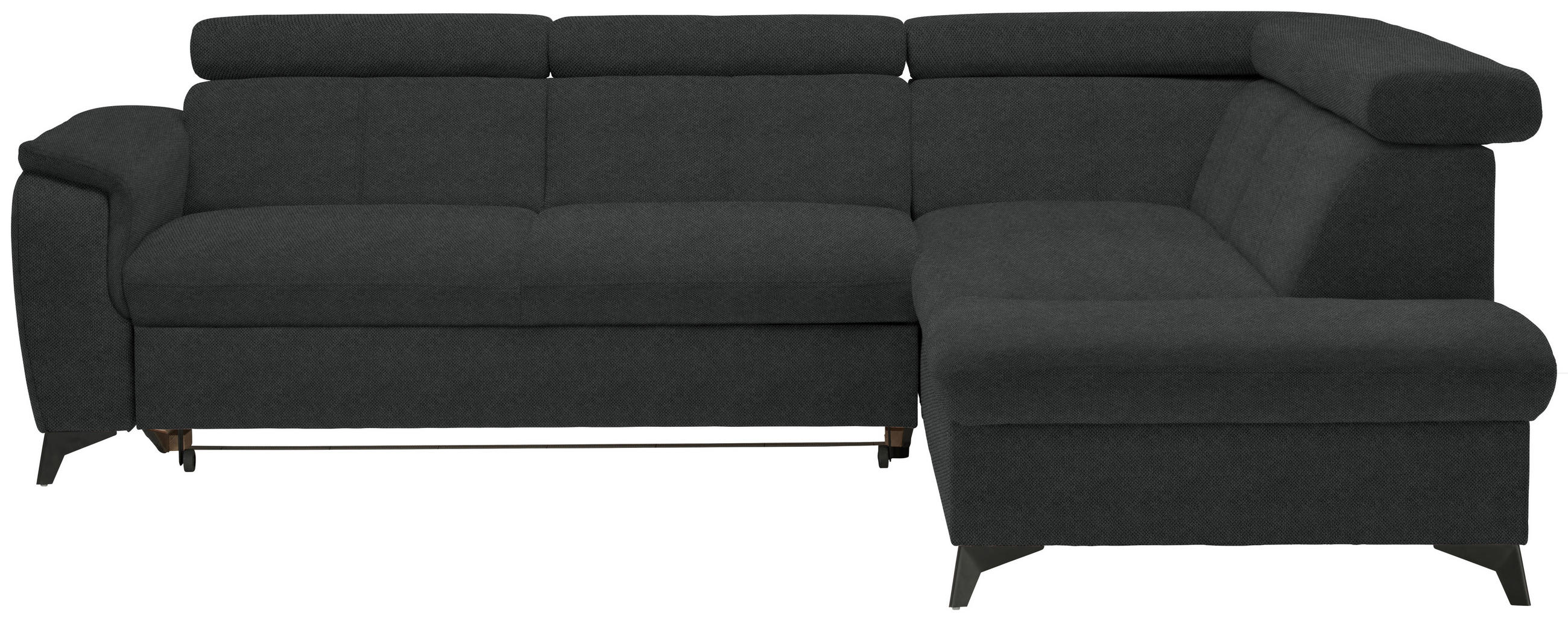 ECKSOFA in Webstoff Anthrazit  - Anthrazit/Schwarz, Design, Textil/Metall (260/203cm) - Stylife