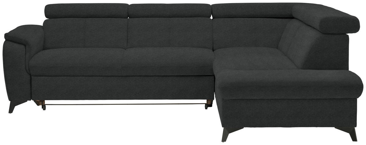 ECKSOFA in Webstoff Anthrazit  260/203 cm  - Anthrazit/Schwarz, Design, Textil/Metall (260/203cm) - Stylife