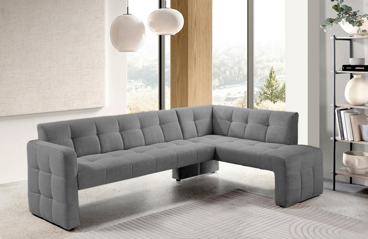 KLUPA KUTNA  svijetlo siva  drvo, tekstil, drvni materijal      - svijetlo siva/crna, Moderno, drvni materijal/drvo (245/157cm) - Livetastic