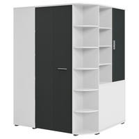 BEGEHBARER ECKSCHRANK Graphitfarben, Weiß 124/199/148 cm  - Alufarben/Graphitfarben, KONVENTIONELL, Holzwerkstoff/Kunststoff (124/199/148cm) - Boxxx