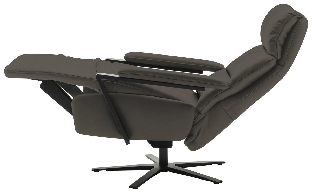 FERNSEHSESSEL in Dunkelgrau  - Dunkelgrau/Schwarz, Design, Leder/Metall (74/111/85cm) - Schöner Wohnen