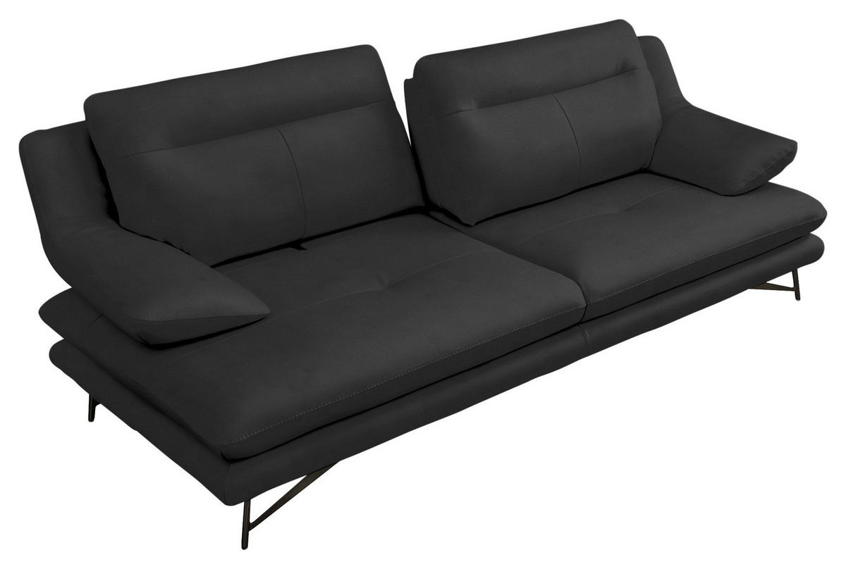 3-SITZER-SOFA in Leder Anthrazit  - Anthrazit, Design, Leder/Metall (215/90/109cm)