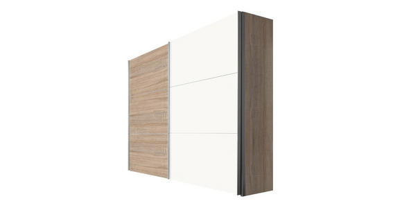 SCHWEBETÜRENSCHRANK in Sonoma Eiche, Weiß - Alufarben/Weiß, KONVENTIONELL, Holzwerkstoff/Metall (250/216/68cm) - Hom`in