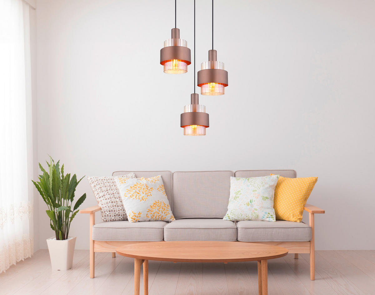 VISEČA SVETILKA  MILLEY      45/150 cm      E27 - črna/oranžna, Design, kovina/umetna masa (45/150cm) - Globo