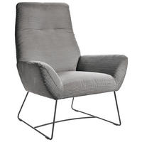 SESSEL in Cord Dunkelgrau  - Dunkelgrau/Schwarz, Design, Textil/Metall (82/102/81cm) - Hom`in