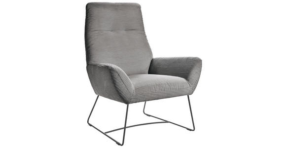 SESSEL in Cord Dunkelgrau  - Dunkelgrau/Schwarz, Design, Textil/Metall (82/102/81cm) - Hom`in