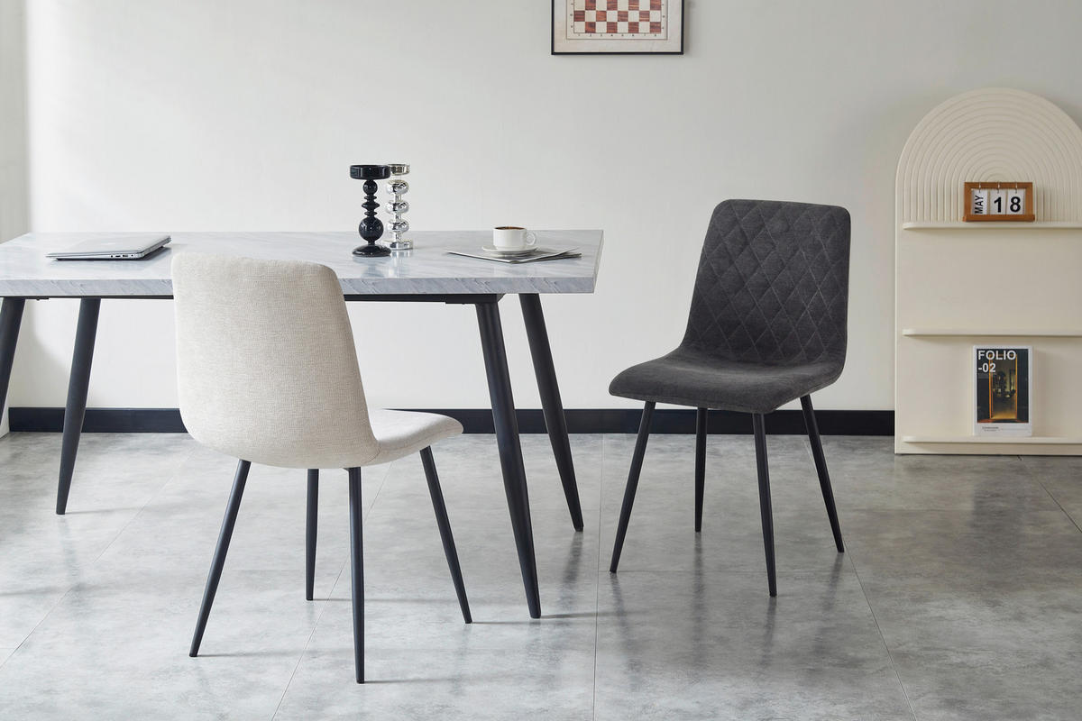 STUHL   Webstoff  - Dunkelgrau/Schwarz, Design, Textil/Metall (45/87/55cm) - Ti'me