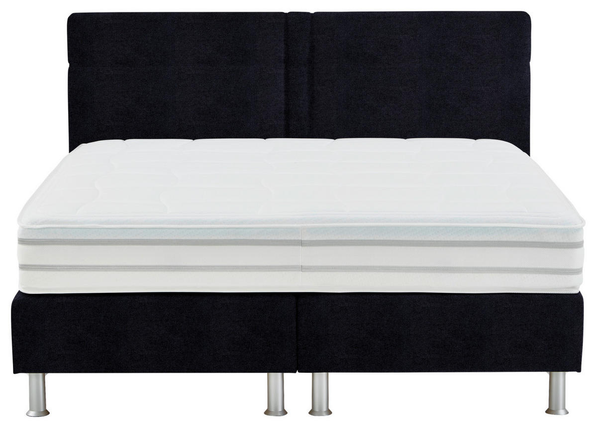 BOXSPRINGBETT 180/200 cm  in Schwarz  - Alufarben/Schwarz, Design, Kunststoff/Textil (180/200cm) - Beldomo - Sleep