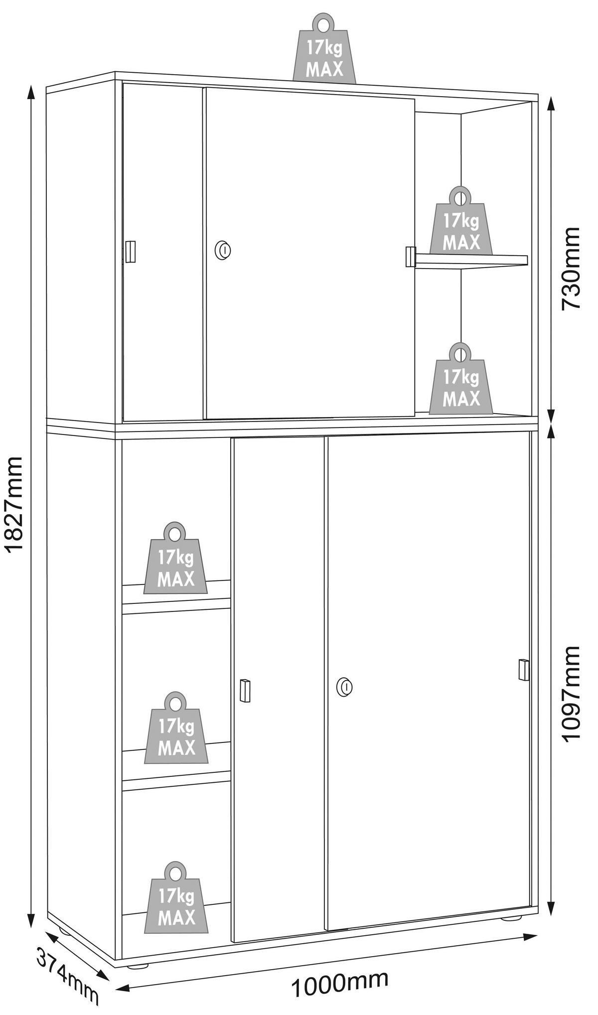 AKTENSCHRANK 100/183/37 cm  - Honigeiche/Weiss, Design, Holzwerkstoff (100/183/37cm) - MID.YOU