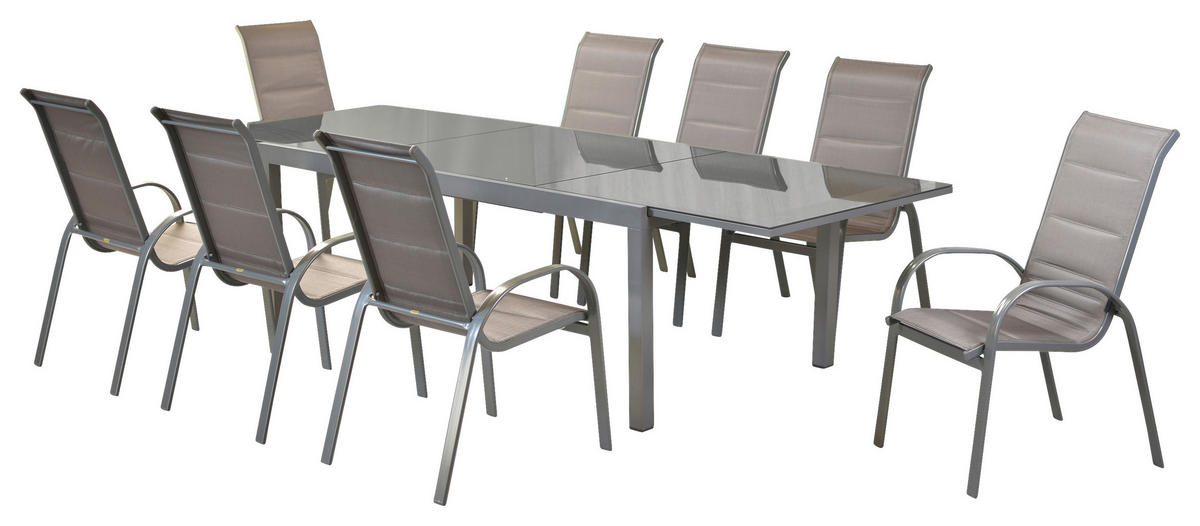 GARTENSET Aluminium  - Silberfarben/Braun, MODERN, Textil/Metall - Gardenson