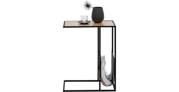 BEISTELLTISCH 48/32/60 cm Schwarz, Eichefarben rechteckig - Eichefarben/Schwarz, Trend, Holzwerkstoff/Metall (48/32/60cm) - Carryhome