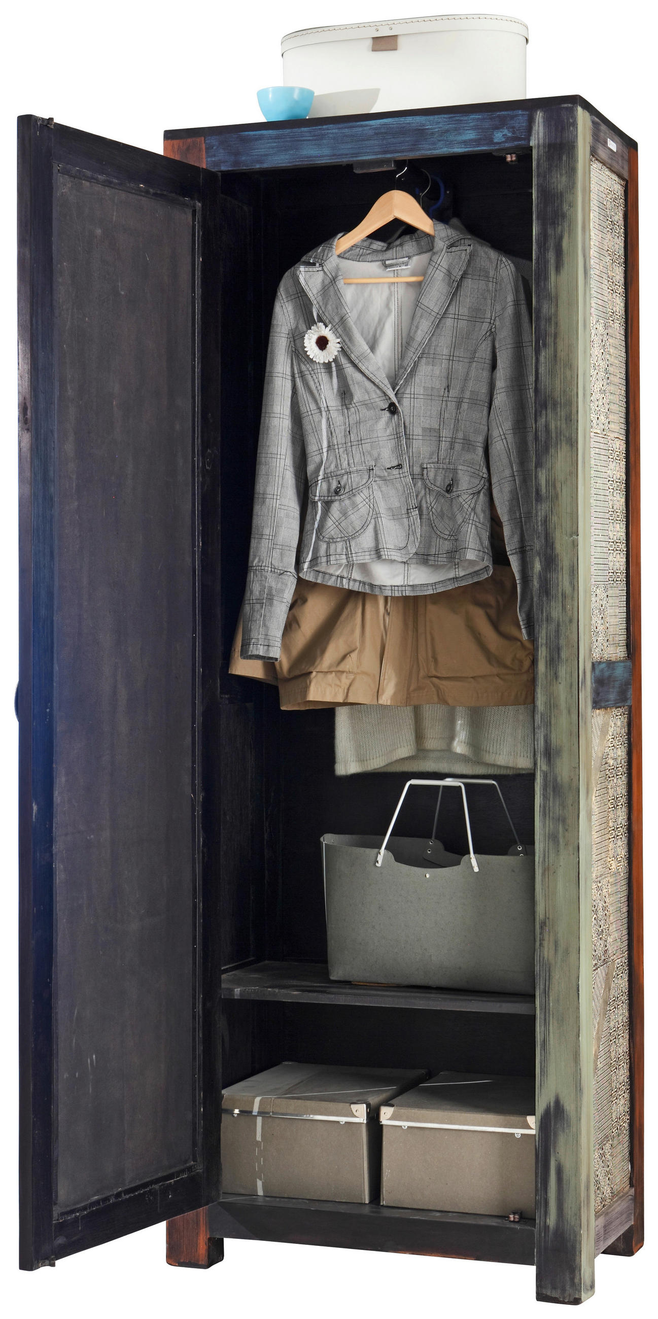 GARDEROBENSCHRANK Wolf Möbel  in 75/200/45 cm  - Multicolor, Natur, Holz/Metall (75/200/45cm) - Livetastic