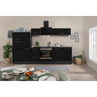 KÜCHENBLOCK 300 cm   in Schwarz, Eichefarben  - Edelstahlfarben/Eichefarben, Basics, Holzwerkstoff/Metall (300cm) - Respekta