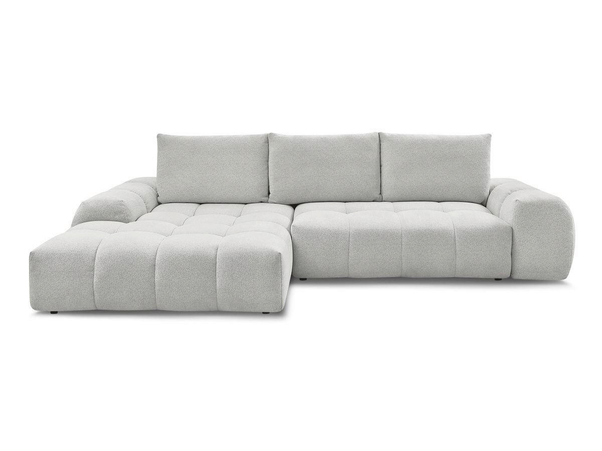 ECKSCHLAFSOFA EVEREST  mit Rücken echt, Armteil links, Armteil rechts Flachgewebe Hellgrau  - Hellgrau/Schwarz, MODERN, Kunststoff/Textil (180/318cm) - Livetastic