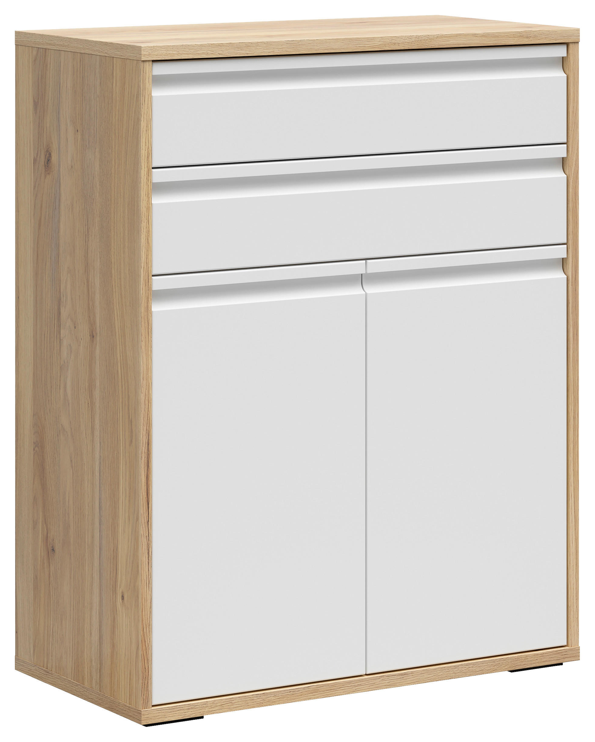 KOMMODE , 80/100/41 cm, 2 Schublade(n)  - Eichefarben/Schwarz, KONVENTIONELL, Holzwerkstoff/Kunststoff (80/100/41cm) - Carryhome