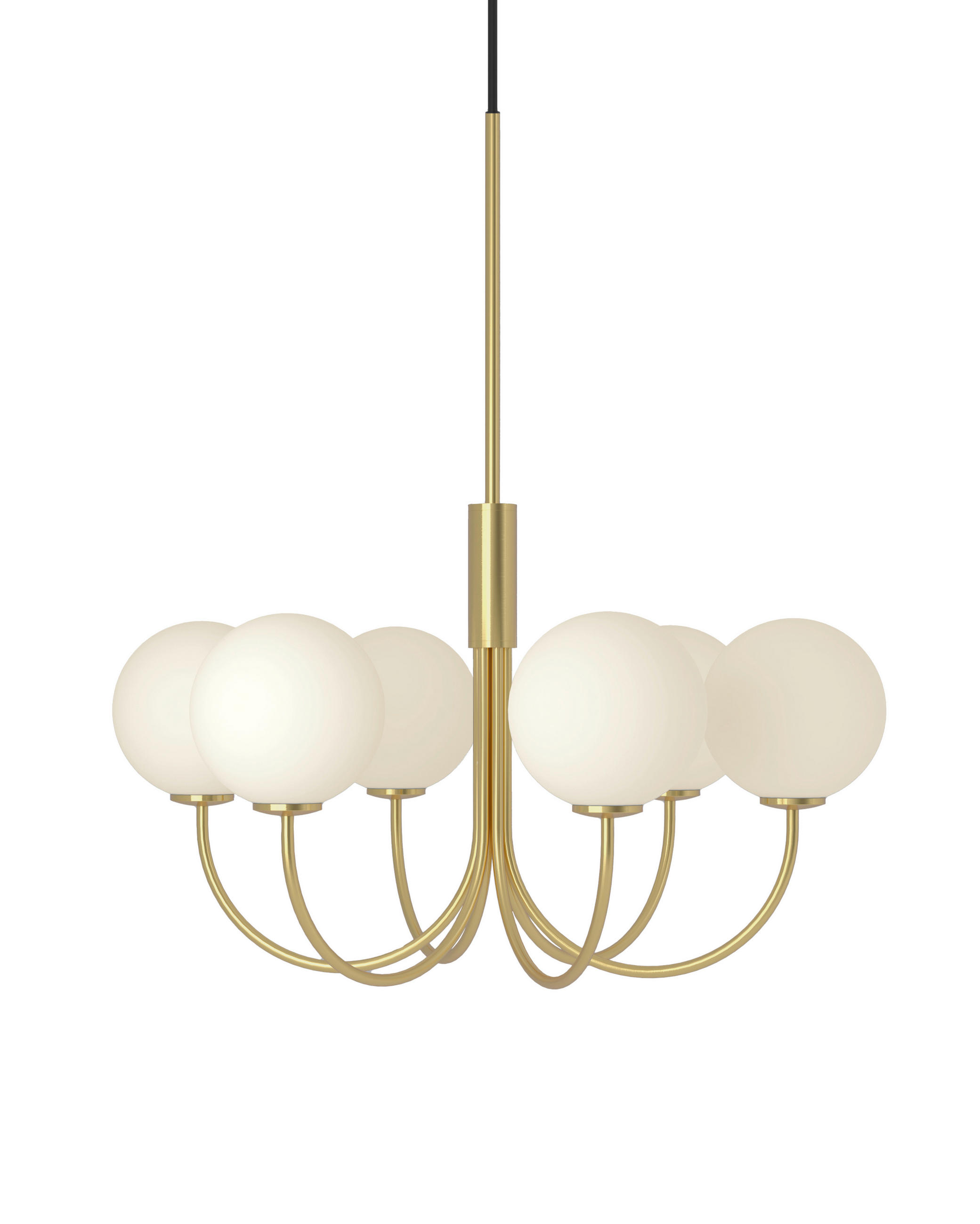 KRONLEUCHTER Ballon 60/60/66,5 cm  - Messingfarben/Opal, Design, Glas/Metall (60/60/66,5cm) - Belid
