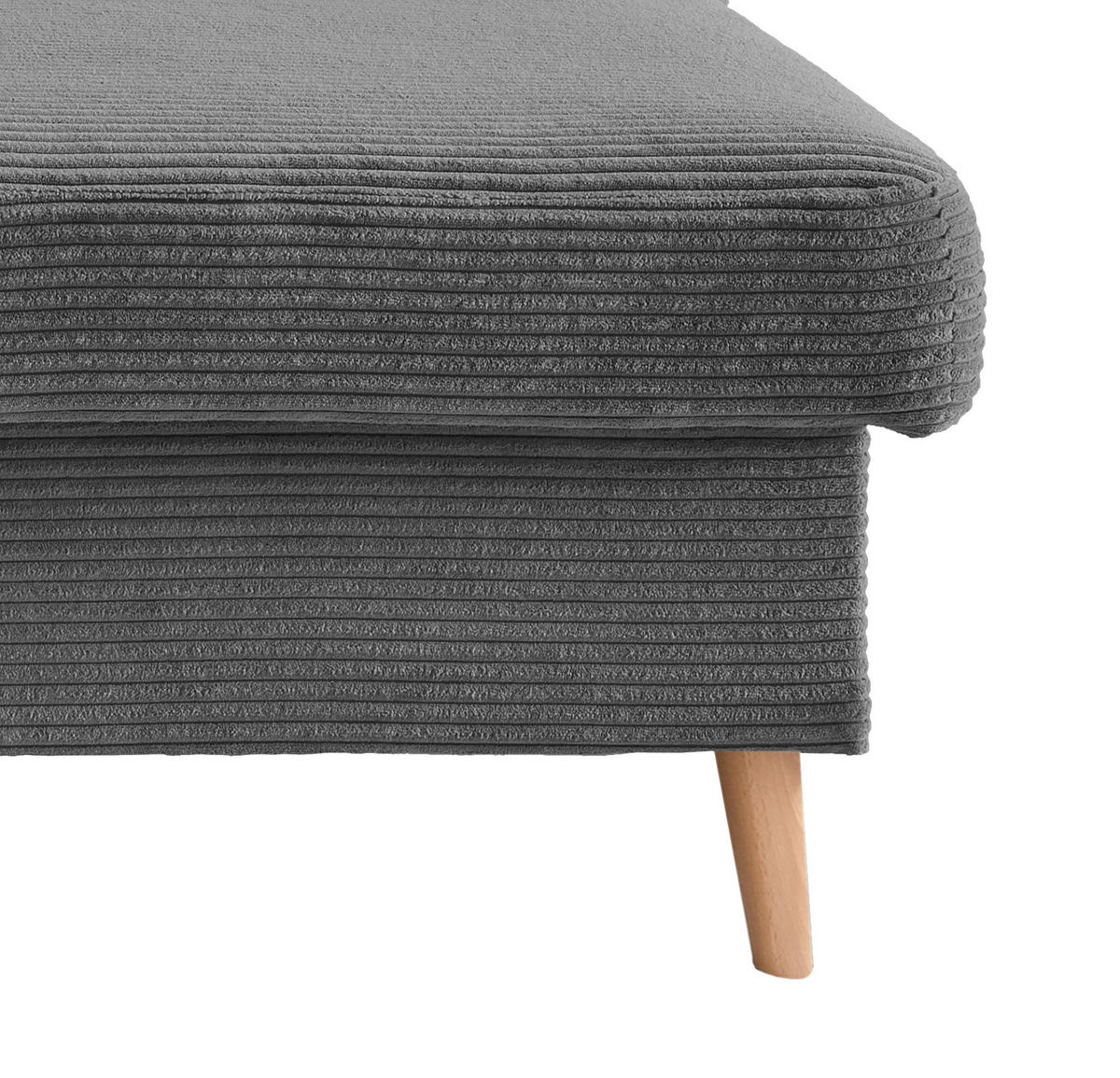 ECKSOFA in Cord Grau  - Naturfarben/Grau, Design, Holz/Textil (228/150cm) - P & B
