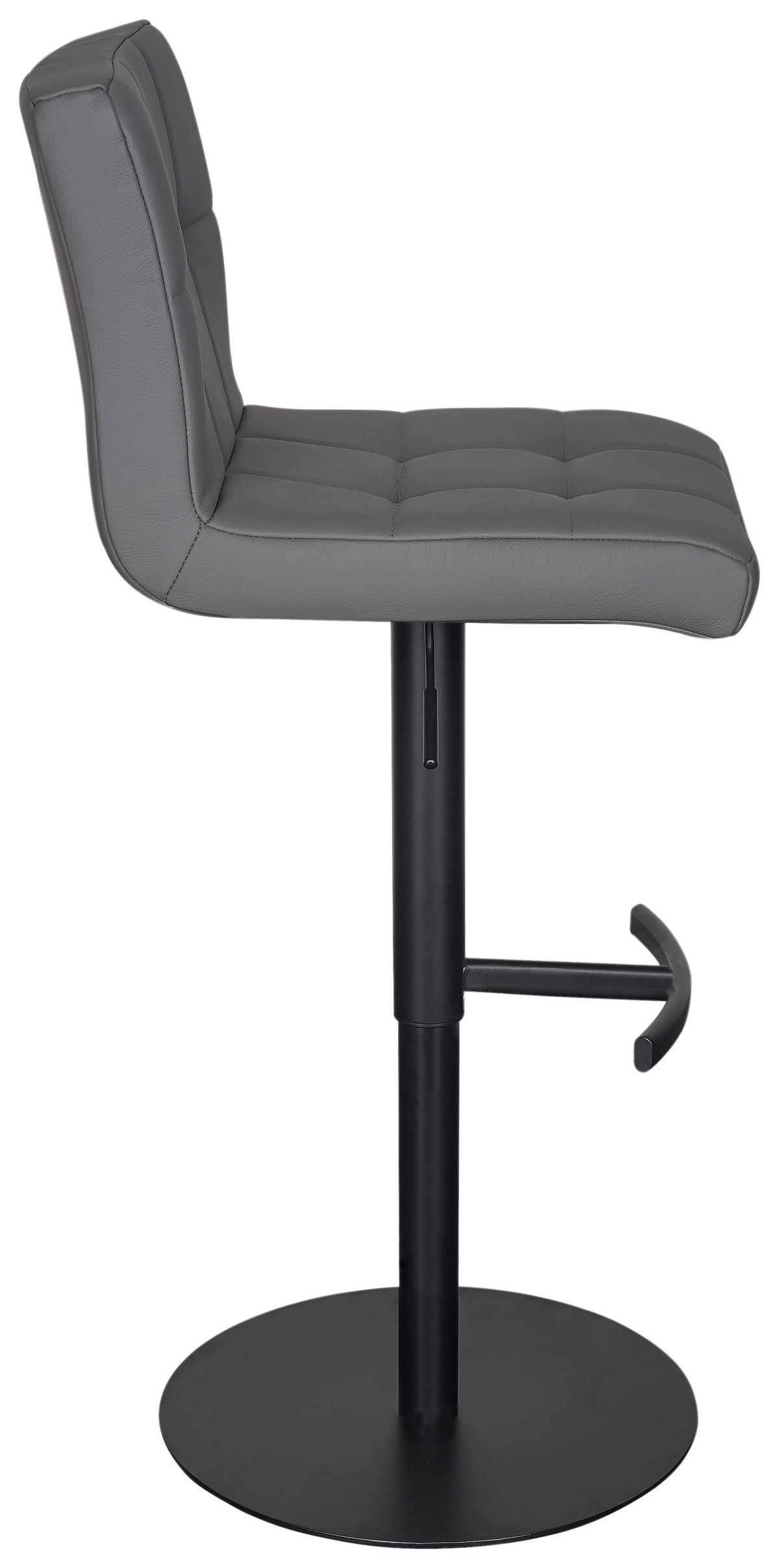 BARHOCKER in Grau, Schwarz  - Schwarz/Grau, MODERN, Leder/Metall (43/92/113/51,5cm) - Livetastic