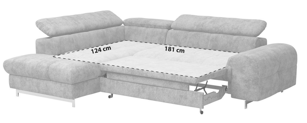 ECKSOFA in Mikrofaser Hellgrau  - Chromfarben/Hellgrau, Konventionell, Textil/Metall (206/257cm) - Livetastic