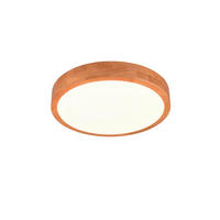 LED PLAFONJERA - bela/braon, Osnovno, drvo/plastika (40/7cm)