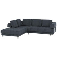 ECKSOFA in Chenille Dunkelblau  235/277 cm  - Dunkelblau, Design, Textil/Metall (235/277cm)